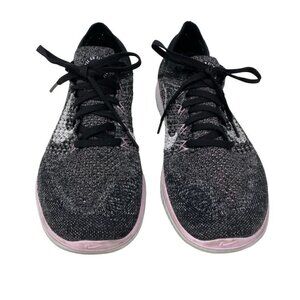 Nike Free Rn Flyknit 2018 Womens Black White Pink Foam 942839 007 Preowned
